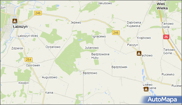 mapa Będzitowskie Huby, Będzitowskie Huby na mapie Targeo