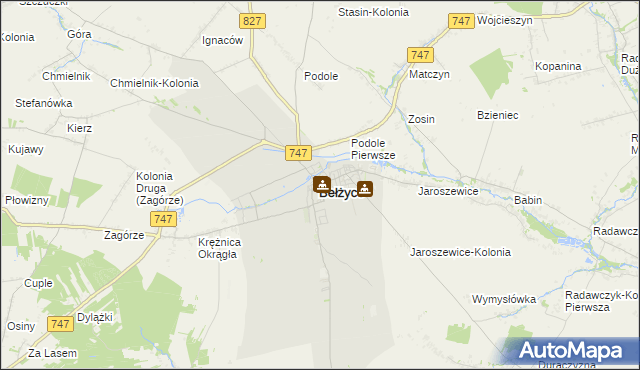 mapa Bełżyce, Bełżyce na mapie Targeo