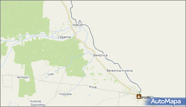 mapa Bereżnica, Bereżnica na mapie Targeo