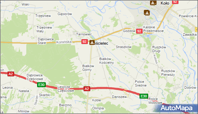 mapa Białków Kościelny, Białków Kościelny na mapie Targeo