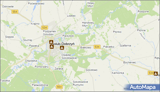 mapa Białkowo gmina Golub-Dobrzyń, Białkowo gmina Golub-Dobrzyń na mapie Targeo