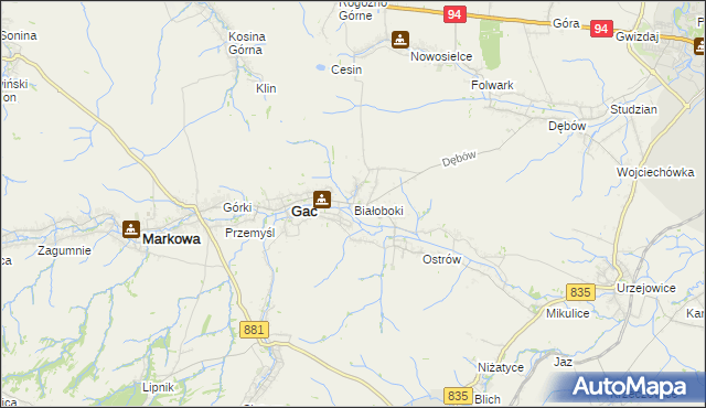 mapa Białoboki, Białoboki na mapie Targeo