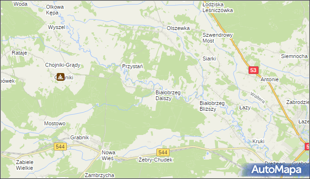 mapa Białobrzeg Dalszy, Białobrzeg Dalszy na mapie Targeo