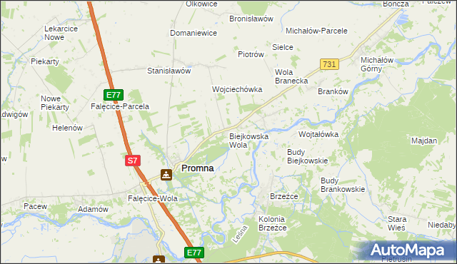 mapa Biejkowska Wola, Biejkowska Wola na mapie Targeo