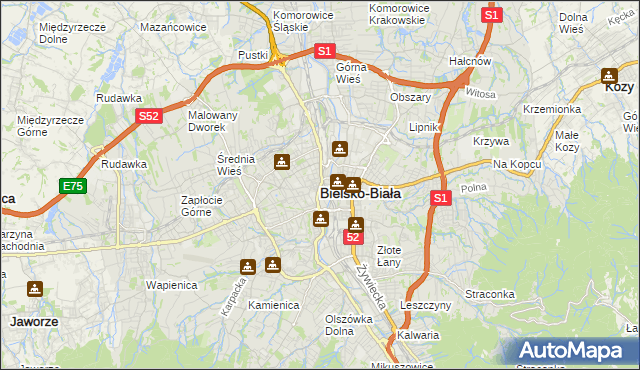 mapa Bielsko-Białej, Bielsko-Biała na mapie Targeo