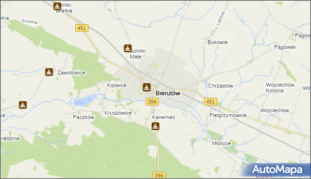 mapa Bierutów, Bierutów na mapie Targeo