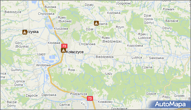 mapa Bieździedza, Bieździedza na mapie Targeo