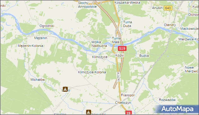 mapa Binduga gmina Sarnaki, Binduga gmina Sarnaki na mapie Targeo