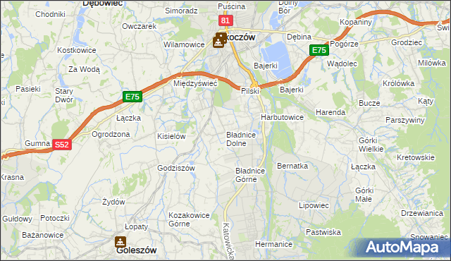 mapa Bładnice Dolne, Bładnice Dolne na mapie Targeo