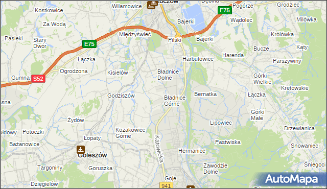 mapa Bładnice Górne, Bładnice Górne na mapie Targeo