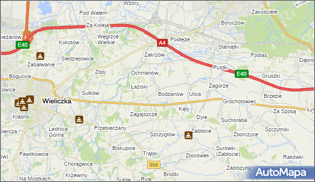 mapa Bodzanów gmina Biskupice, Bodzanów gmina Biskupice na mapie Targeo