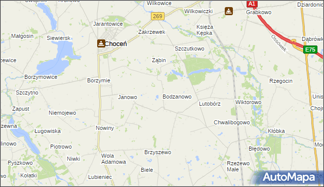 mapa Bodzanowo gmina Choceń, Bodzanowo gmina Choceń na mapie Targeo