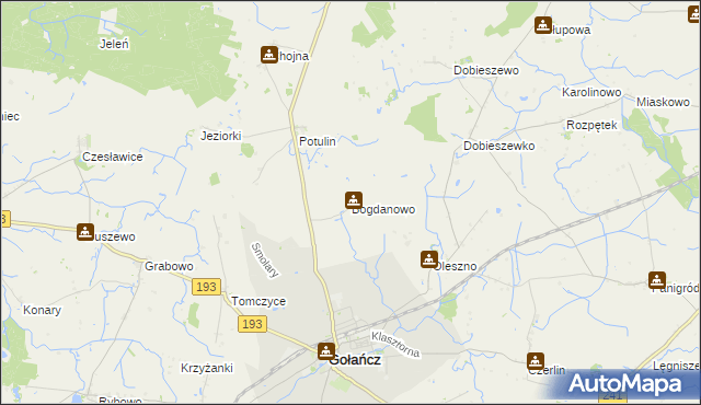mapa Bogdanowo gmina Gołańcz, Bogdanowo gmina Gołańcz na mapie Targeo