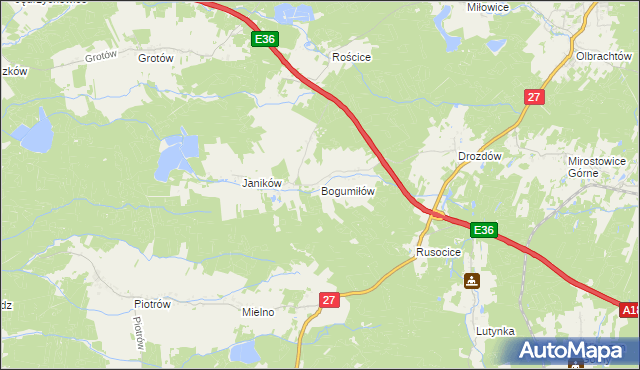 mapa Bogumiłów gmina Żary, Bogumiłów gmina Żary na mapie Targeo