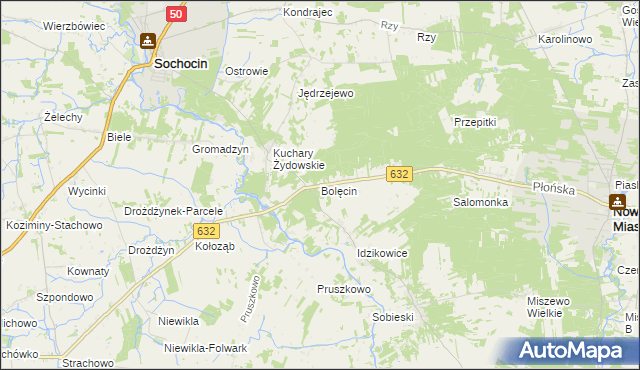 mapa Bolęcin gmina Sochocin, Bolęcin gmina Sochocin na mapie Targeo