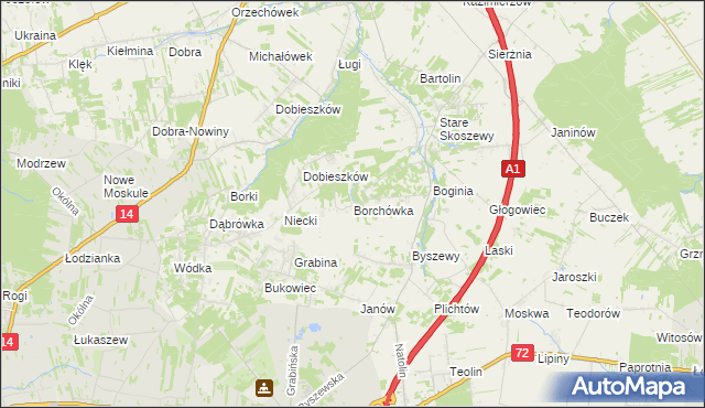 mapa Borchówka, Borchówka na mapie Targeo