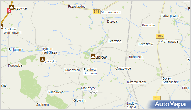 mapa Borów powiat strzeliński, Borów powiat strzeliński na mapie Targeo
