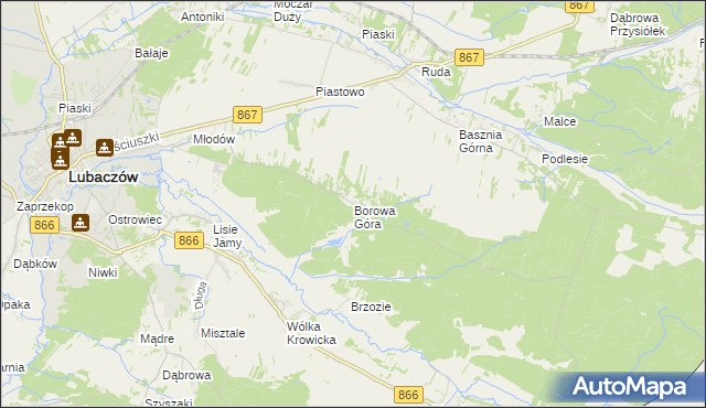 mapa Borowa Góra gmina Lubaczów, Borowa Góra gmina Lubaczów na mapie Targeo