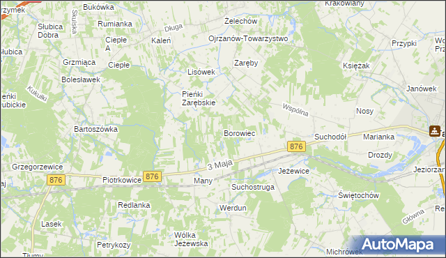 mapa Borowiec gmina Tarczyn, Borowiec gmina Tarczyn na mapie Targeo
