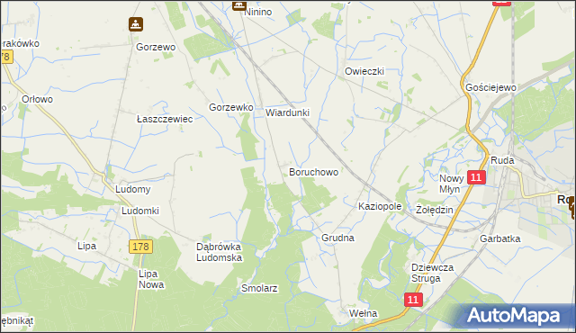 mapa Boruchowo, Boruchowo na mapie Targeo