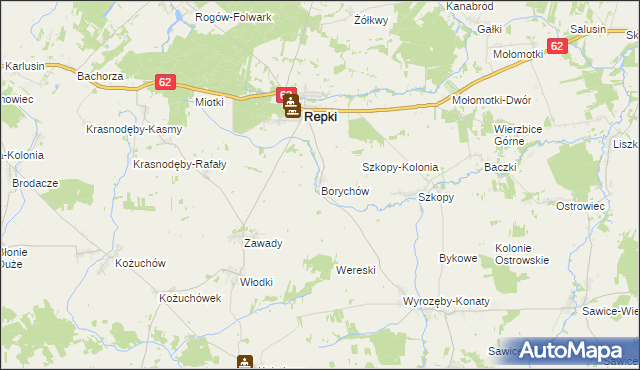mapa Borychów, Borychów na mapie Targeo