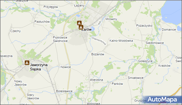 mapa Bożanów, Bożanów na mapie Targeo