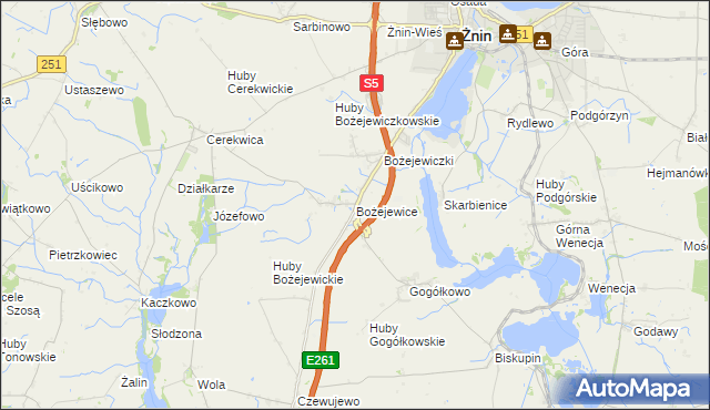 mapa Bożejewice gmina Żnin, Bożejewice gmina Żnin na mapie Targeo