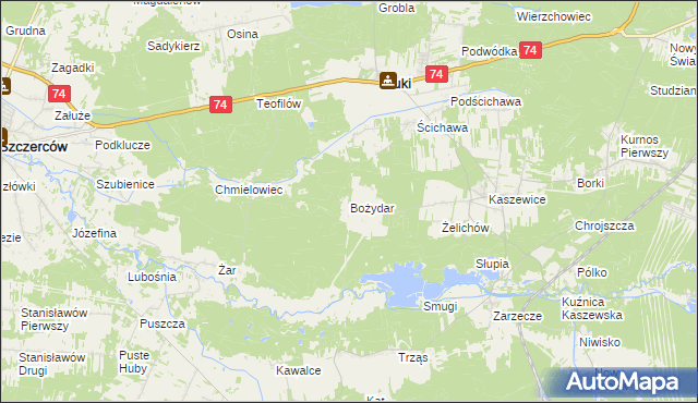 mapa Bożydar gmina Kluki, Bożydar gmina Kluki na mapie Targeo