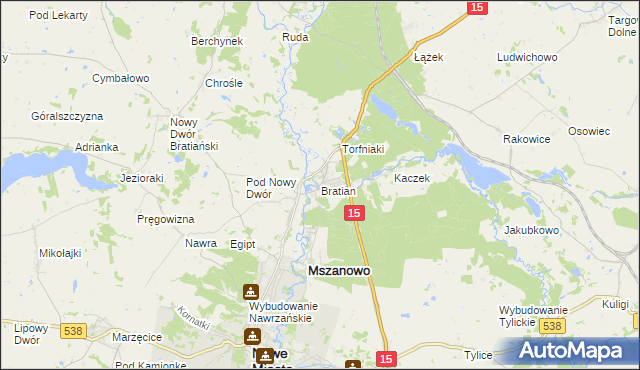 mapa Bratian, Bratian na mapie Targeo