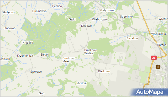 mapa Bruskowo Wielkie, Bruskowo Wielkie na mapie Targeo