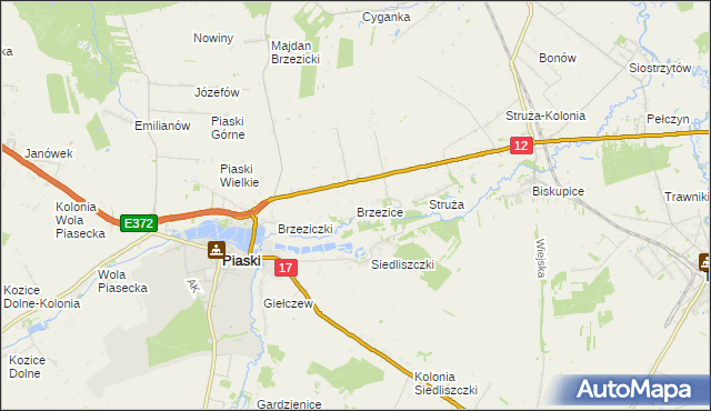 mapa Brzezice, Brzezice na mapie Targeo