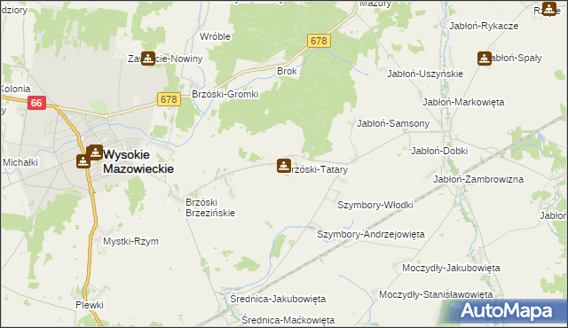 mapa Brzóski-Tatary, Brzóski-Tatary na mapie Targeo