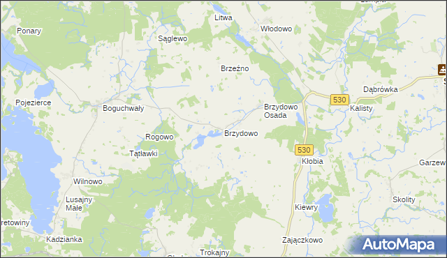 mapa Brzydowo gmina Świątki, Brzydowo gmina Świątki na mapie Targeo