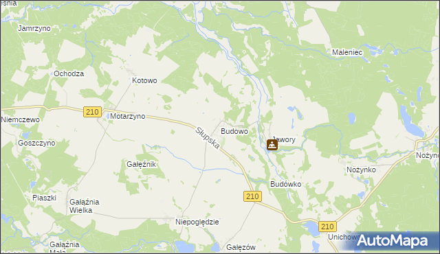 mapa Budowo, Budowo na mapie Targeo