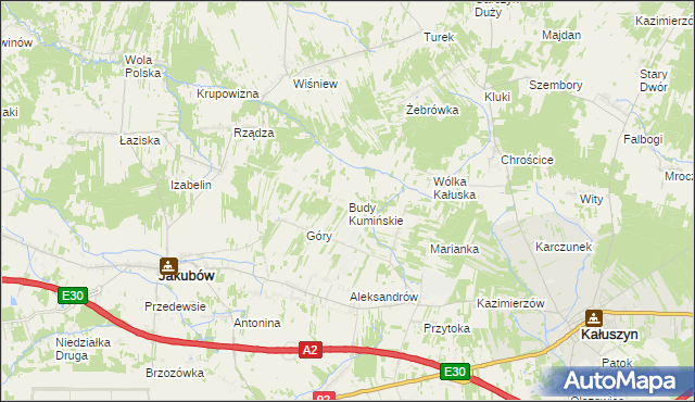 mapa Budy Kumińskie, Budy Kumińskie na mapie Targeo