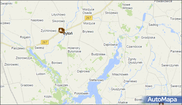 mapa Budzisław gmina Bytoń, Budzisław gmina Bytoń na mapie Targeo