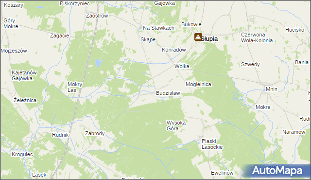 mapa Budzisław gmina Słupia Konecka, Budzisław gmina Słupia Konecka na mapie Targeo