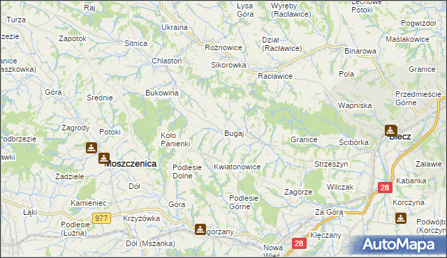 mapa Bugaj gmina Biecz, Bugaj gmina Biecz na mapie Targeo