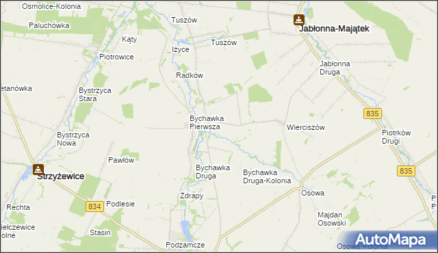 mapa Bychawka Trzecia-Kolonia, Bychawka Trzecia-Kolonia na mapie Targeo