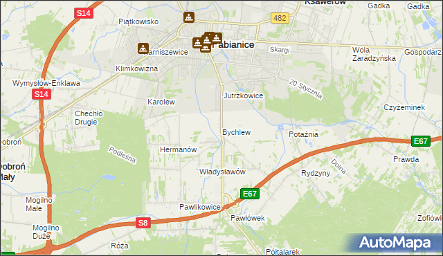 mapa Bychlew, Bychlew na mapie Targeo