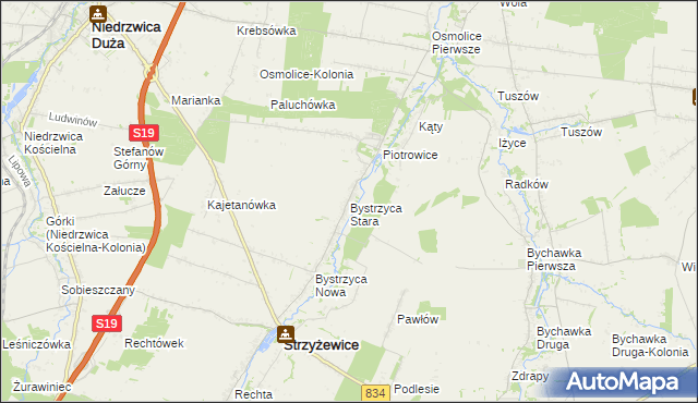 mapa Bystrzyca Stara, Bystrzyca Stara na mapie Targeo
