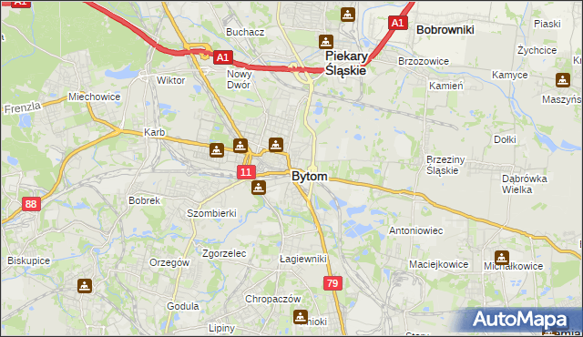 mapa Bytomia, Bytom na mapie Targeo