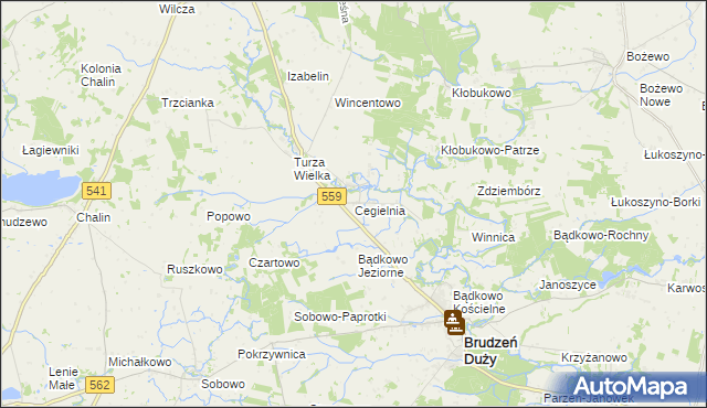 mapa Cegielnia gmina Brudzeń Duży, Cegielnia gmina Brudzeń Duży na mapie Targeo