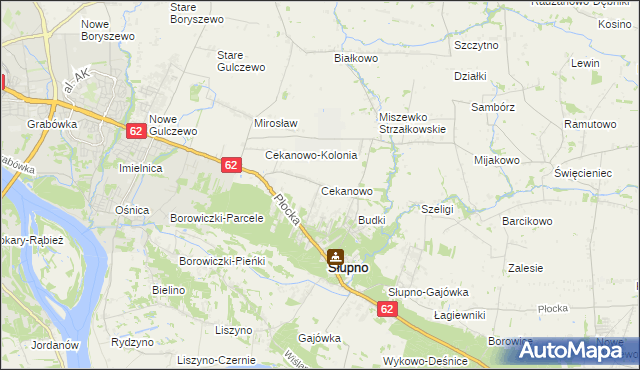 mapa Cekanowo gmina Słupno, Cekanowo gmina Słupno na mapie Targeo