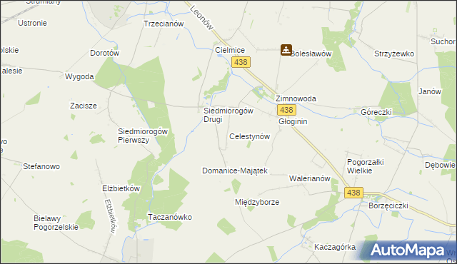 mapa Celestynów gmina Borek Wielkopolski, Celestynów gmina Borek Wielkopolski na mapie Targeo