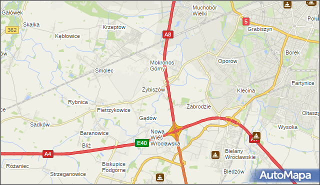 mapa Cesarzowice gmina Kąty Wrocławskie, Cesarzowice gmina Kąty Wrocławskie na mapie Targeo