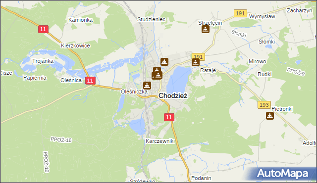 mapa Chodzież, Chodzież na mapie Targeo