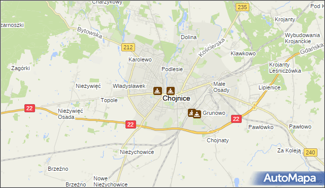 mapa Chojnic, Chojnice na mapie Targeo