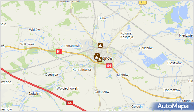 mapa Chojnów powiat legnicki, Chojnów powiat legnicki na mapie Targeo