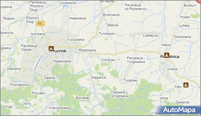 mapa Chorzów gmina Roźwienica, Chorzów gmina Roźwienica na mapie Targeo